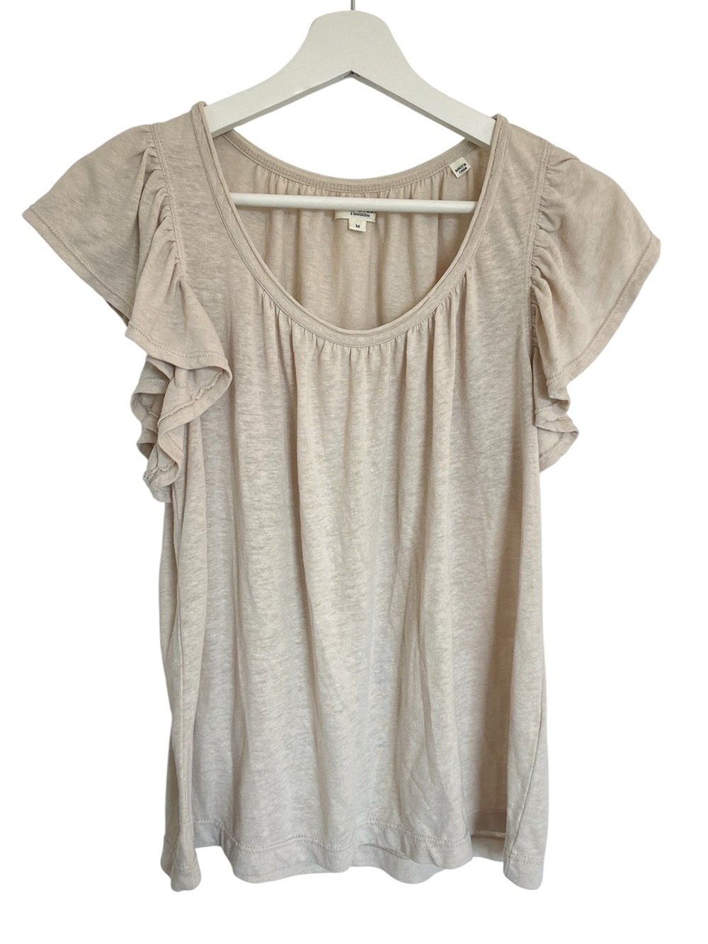 Max Studio Ruffle Sleeve Cream Top